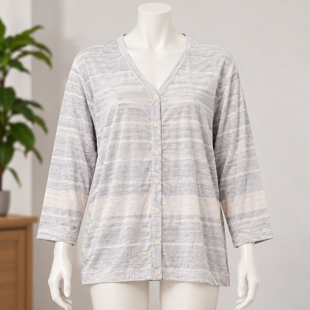 NWT Jones New York Sport Striped Top Womens 2X Blue Long Sleeve Cotton 3650